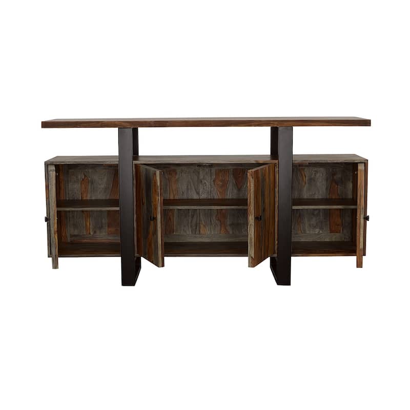 Ditman 4-Door Solid Wood Sideboard Buffet Grey Sheesham