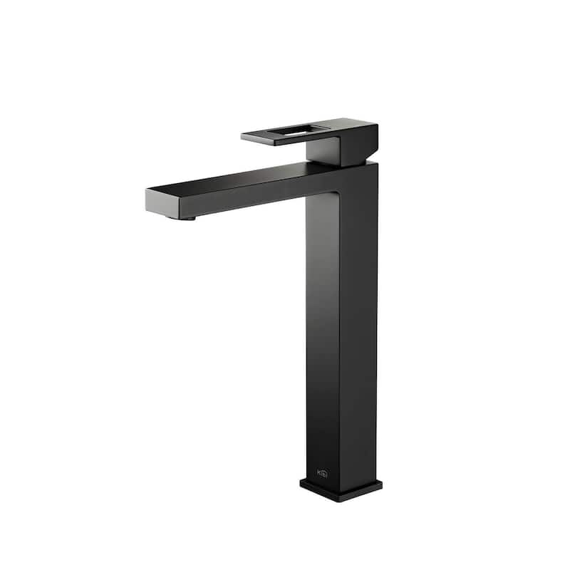 Lead Free Solid Brass Single Handle Bathroom Vanity Sink Faucet with Water Hose - Matte Black