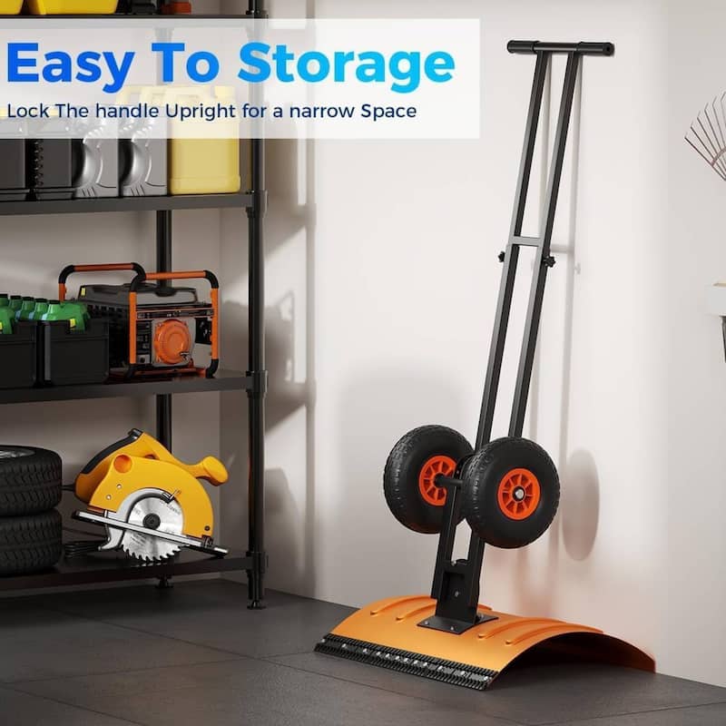 Heavy Duty 30-Inch Wheeled Snow Shovel with Adjustable Ergonomic Handle