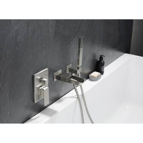 Waterfall Wall Mounted Tub Faucet with Hand Shower