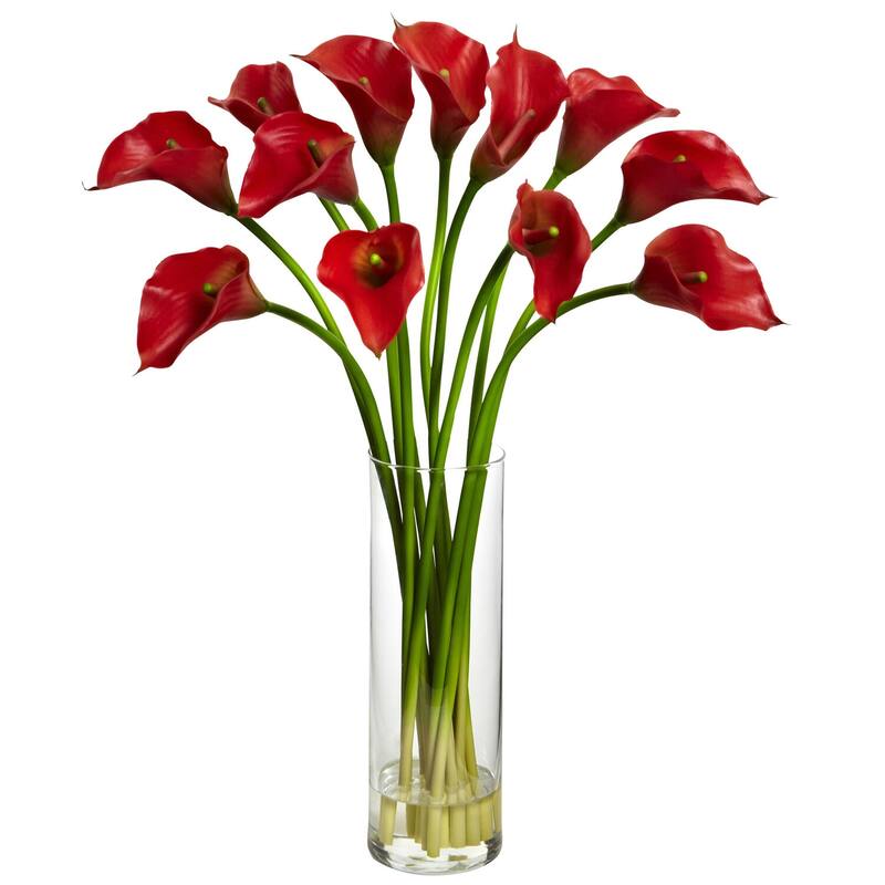 Silk Flower Arrangement Mini Retro Lily Vase Decor Home Accent - 20