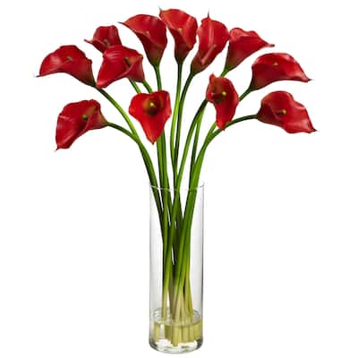 Silk Flower Arrangement Mini Retro Lily Vase Decor Home Accent - 20