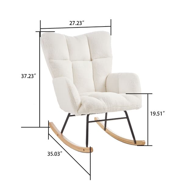 Minimalist Rocking Chir Modern Minimalist Teddy Fabric Upholstered Rocking Chair with Solid ...