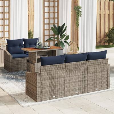 vidaXL 6 Piece Garden Sofa Set with Cushions - 70.1×24.4×27.2