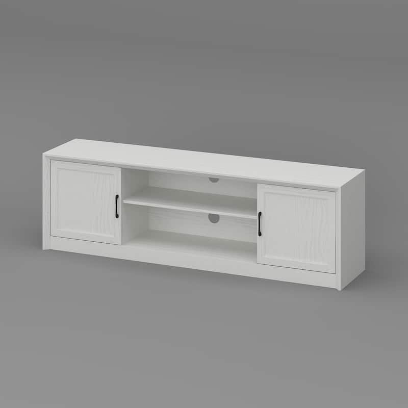 Modern TV Stand with Adjustable Shelf and Cabinet Doors, Media Console for 70” TV
