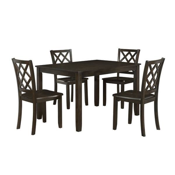 Set of 2, 21 Inch Dining Chairs with Lattice Back & Brown Rubberwood ...