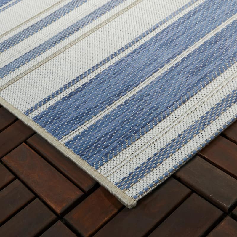 Alexie Coastal Stripes Indoor/ Outdoor Area Rug