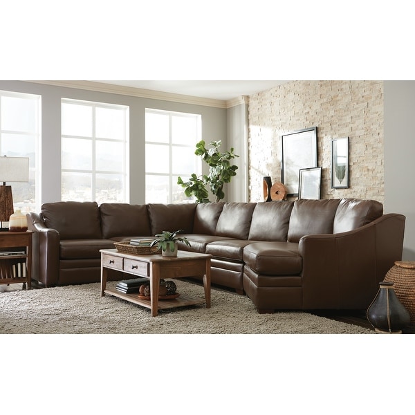 Cordele Leather Three Piece Cuddler Sectional - Bed Bath & Beyond