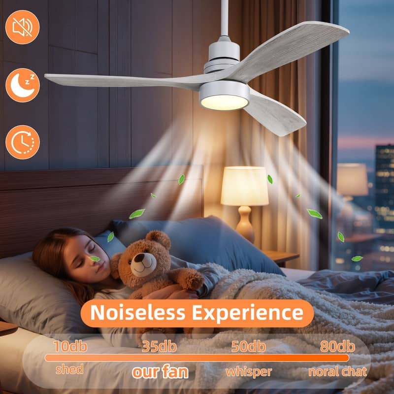 48/52 in. Modern Ceiling Fans with LED Light,Quiet/Reversible DC Motor, Flush Mount or Downrod, in White/Silver/Black