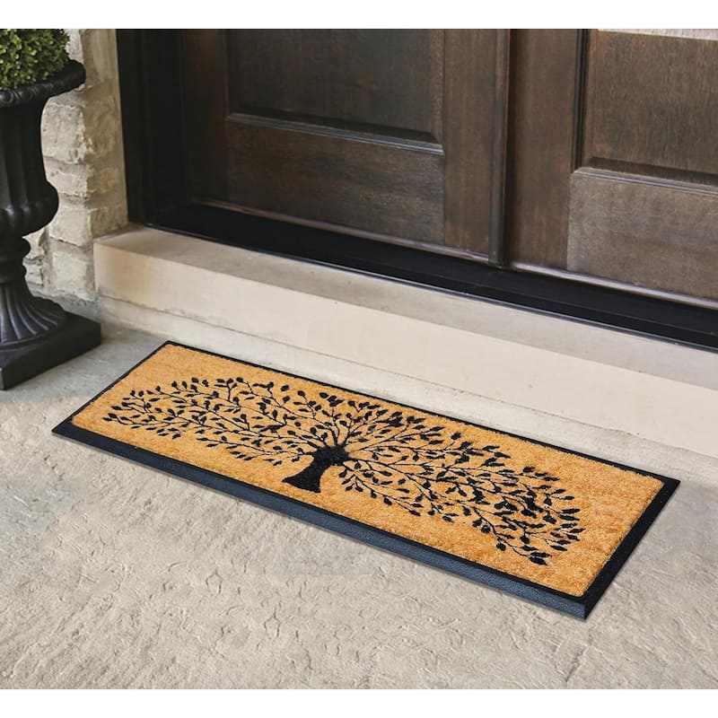 A1HC Flocked Hand-crafted Molded Rubber Coir Tree Door Mat
