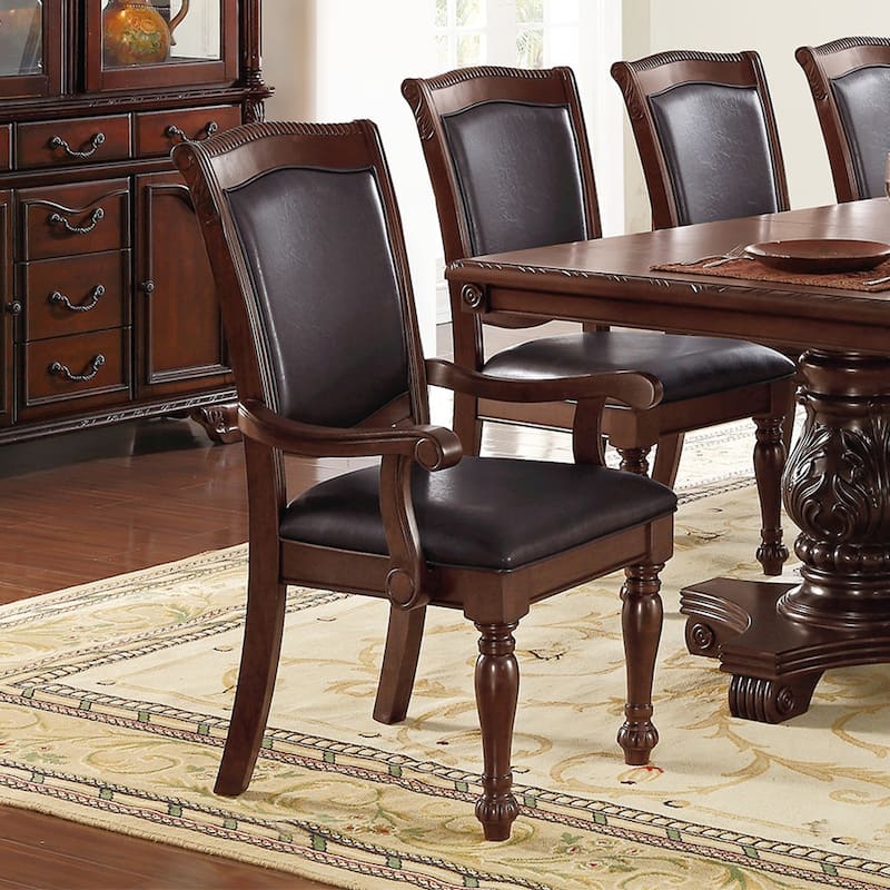 PU Upholstered Dining Arm Chair, Set Of 2, Brown