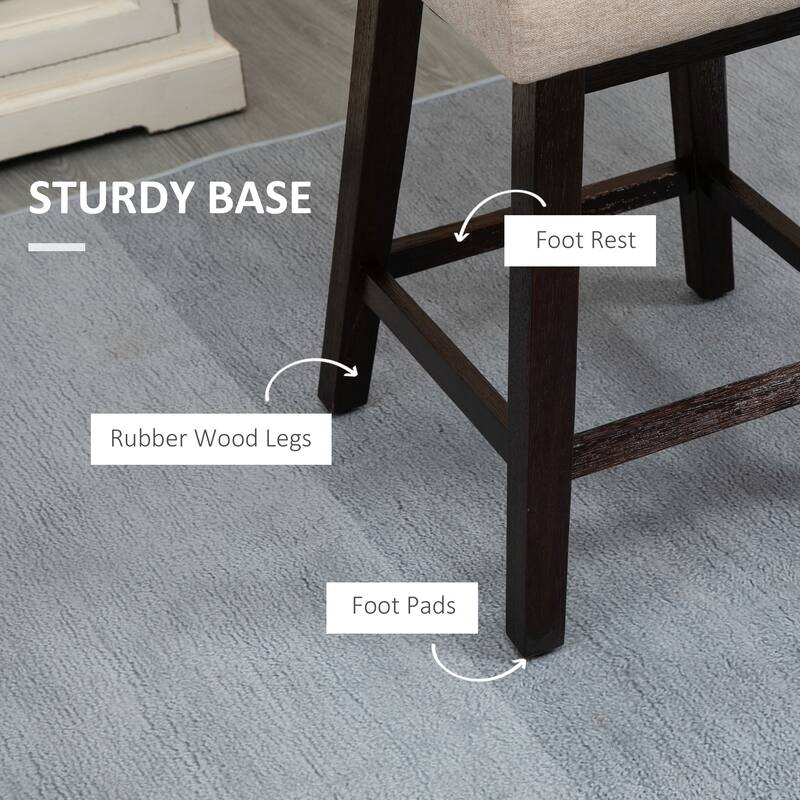 HOMCOM Bar Stools Set of 2, Swivel Bar Chairs, 25.5" High Fabric Tufted Breakfast Barstools for Kitchen Counter