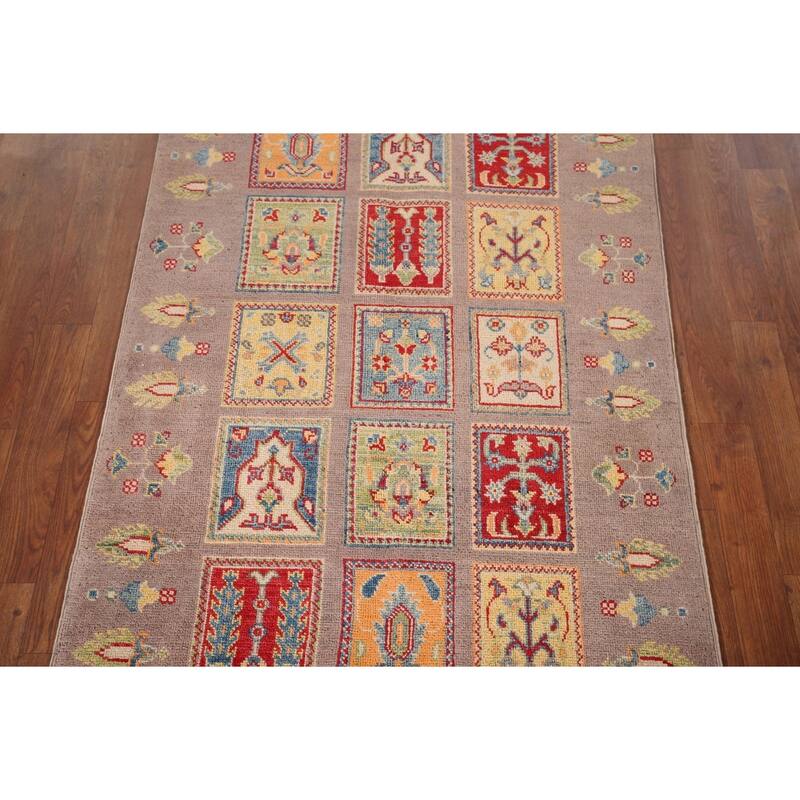 Garden Design Kazak Oriental Accent Rug Hand-Knotted Wool Carpet - 3'2" x 4'11"