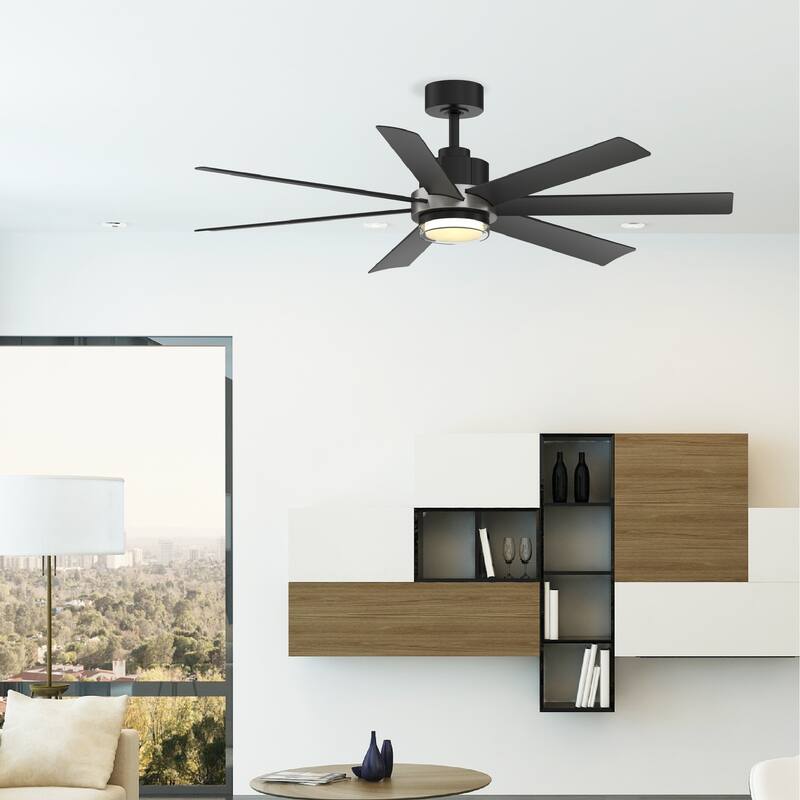 Pendry 56 inch Indoor/Outdoor Ceiling Fan - Black with Brushed Nickel Accent