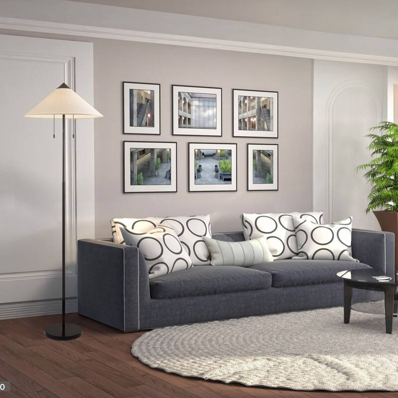 65.4" Modern 2-Light Cone Shade Floor Lamp with Pull Chains