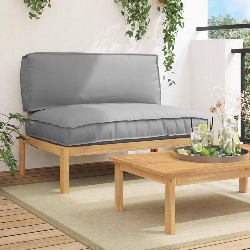 vidaXL Sofa Set in Solid Acacia Wood - Grey Light brown (2)