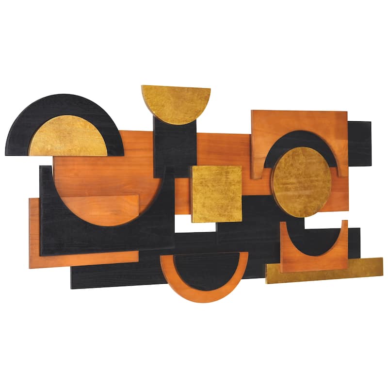"Amber Embraces" Hand Made & Hand Finished Dimensional Solid Paulownia Wood Abstracts Wall Art