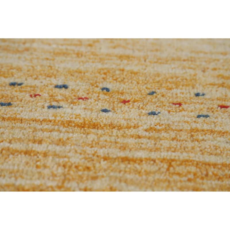 Yellow Gabbeh Indian Rug Hand-Knotted Wool Carpet - 3'10" x 5'9"