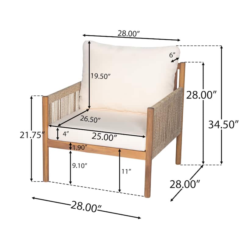 [Set of 2] Modern Outdoor Woven Lounge Chair with Solid Wood Frame and Comfortable Polyester Cushions, for Garden or Balcony