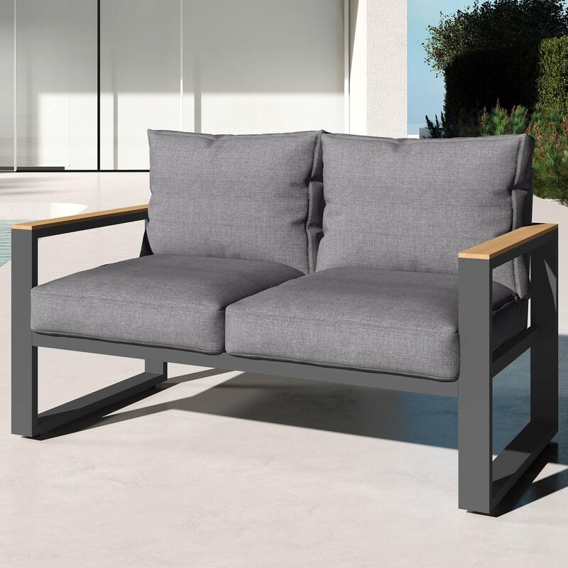 52'' Metal Outdoor Loveseat with Cushions