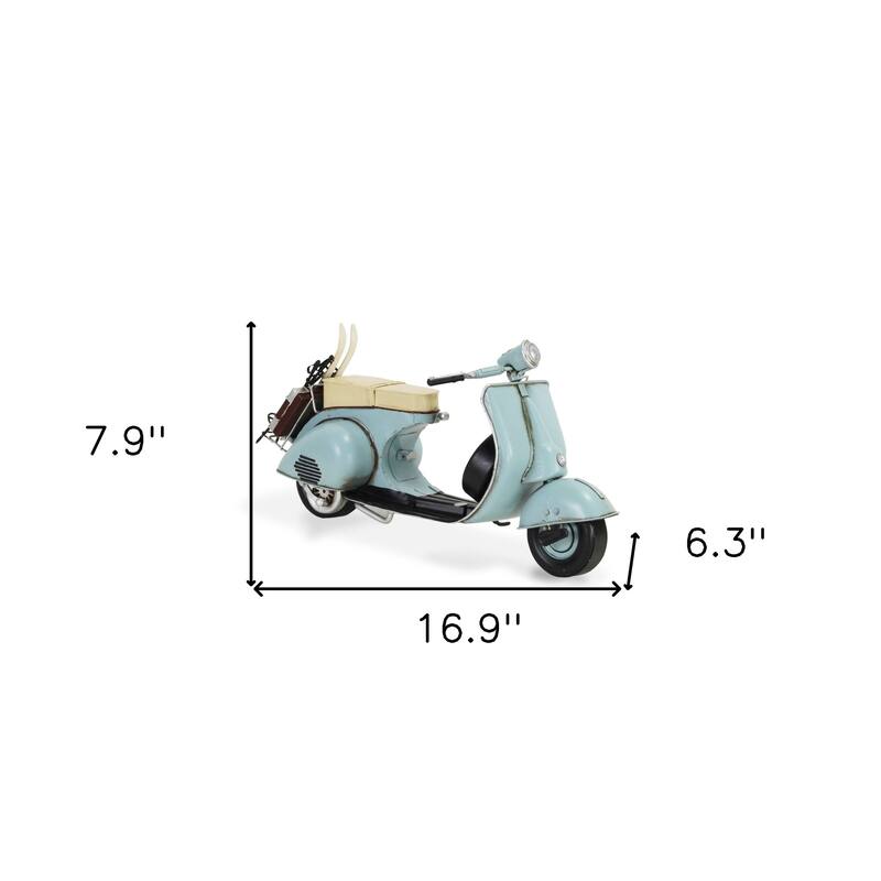 HomeRoots 8" Blue and Black Metal Hand Painted Model Motorcycle - 16.9' X '7.9' X '6.3
