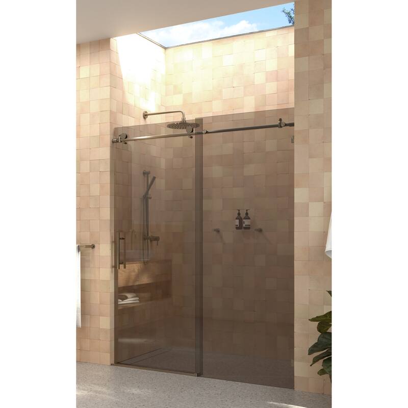 Equinox 60 in. x 78 in. Fully Frameless Glass Sliding Shower Doors with Bronze Tint