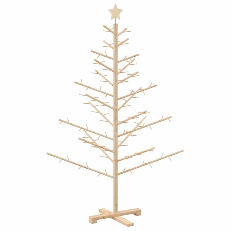 vidaXL Wooden Christmas Tree with Stand Natural/Brown Solid pine wood