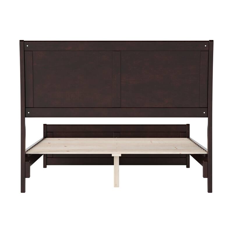 Full Size Sleigh Bed - Low Profile Wood Platform Bed with Footboard - Modern Bedroom Furniture