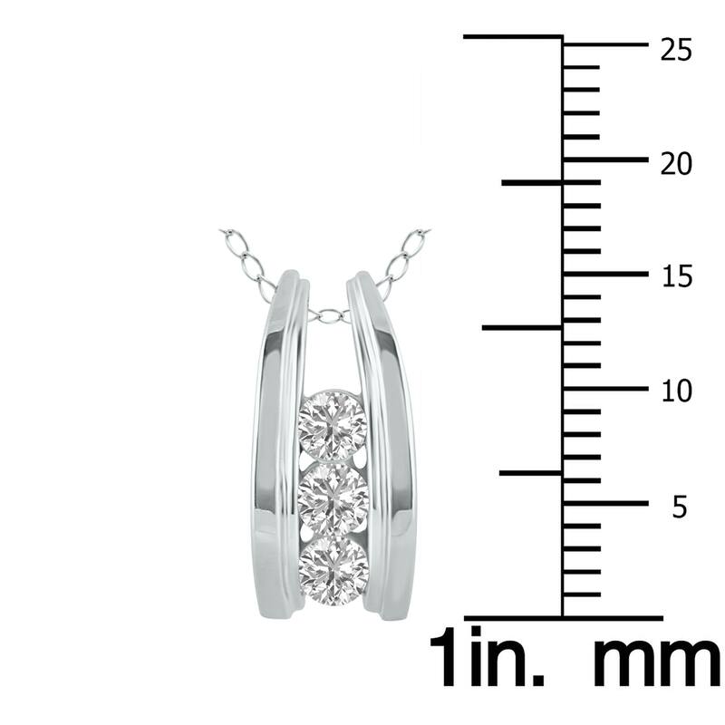 Marquee 1/2 CTW Three Stone Lab Grown Diamond Ladder Pendant in 10K White Gold