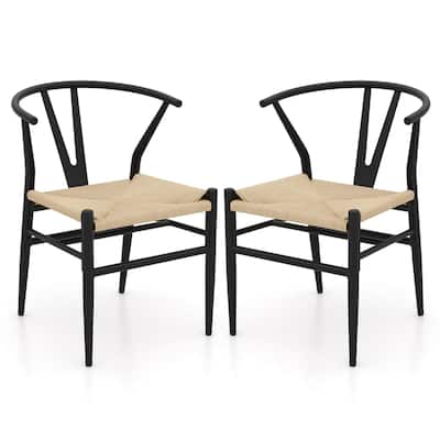 Costway Modern Dining Chair Set of 2/4 Weave Kitchen Armchairs with - See Details