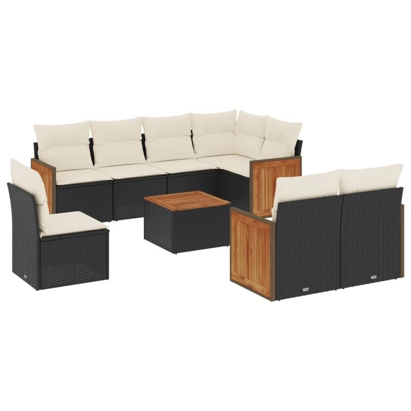 vidaXL Patio Sofa Set with Cushions Outdoor Conversation Furniture Poly Rattan