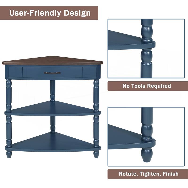 33.8 Inch Small Triangle Corner Table