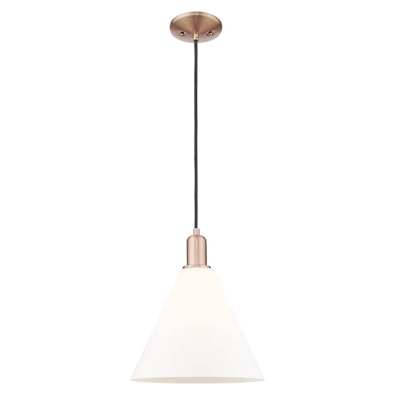 Innovations Lighting Endless Possibilities Arcadia - Berkshire Glass - 1 Light 12" Cord Hung Mini Pendant - Antique Copper/Matte White