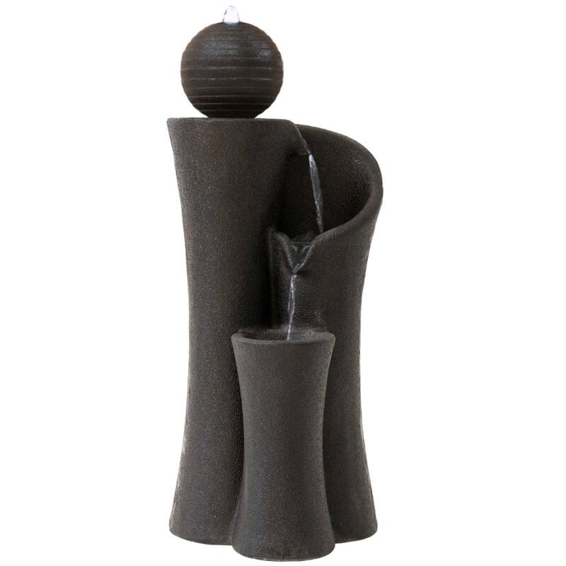 XBrand 41" Modern Sphere Curve Cascading Fountain, Resin - Brown