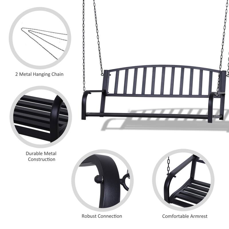 Outsunny 2-person Front Hanging Porch Swing Bench