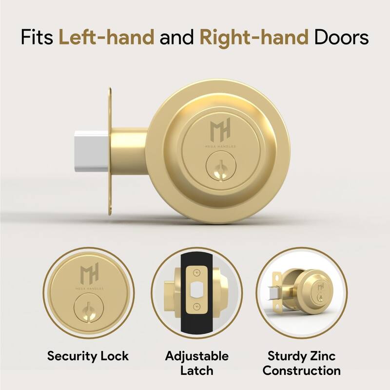 Mega Handles RONN Round Single Cylinder Keyed Deadbolt | Reversible Entry Deadbolt Lock