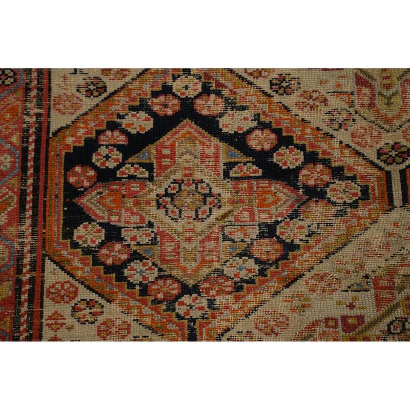 Hand Knotted Oriental 100% Wool Carpet Traditional Geometric Beige & Ivories Bakhtiari Area Rug - 10' 5'' X 5' 0''