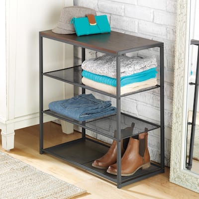 Whitmor 4-Tier Wood & Metal Mesh Shelf