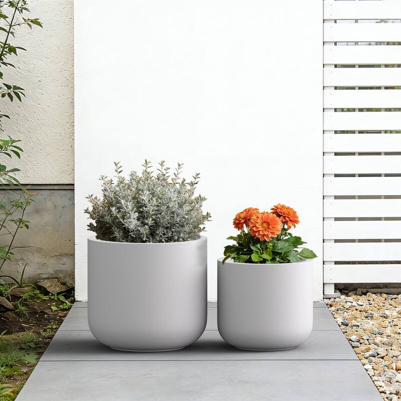 Concrete Round Planter / Pot with Drainage Hole for Indoor & Outdoor