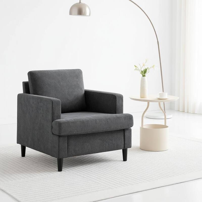 Accent Chair, Scooped Arm Chair - Dark Grey