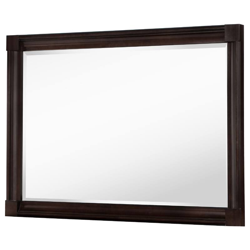Meon Dresser Mirror, Dark Oak Brown Wood Frame, Rectangular 32 Inch - Dark Oak Brown