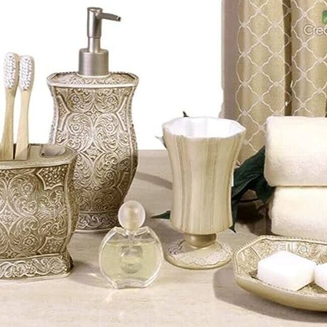 Creative Scents Victoria Beige Bathroom Accessories Set of 4