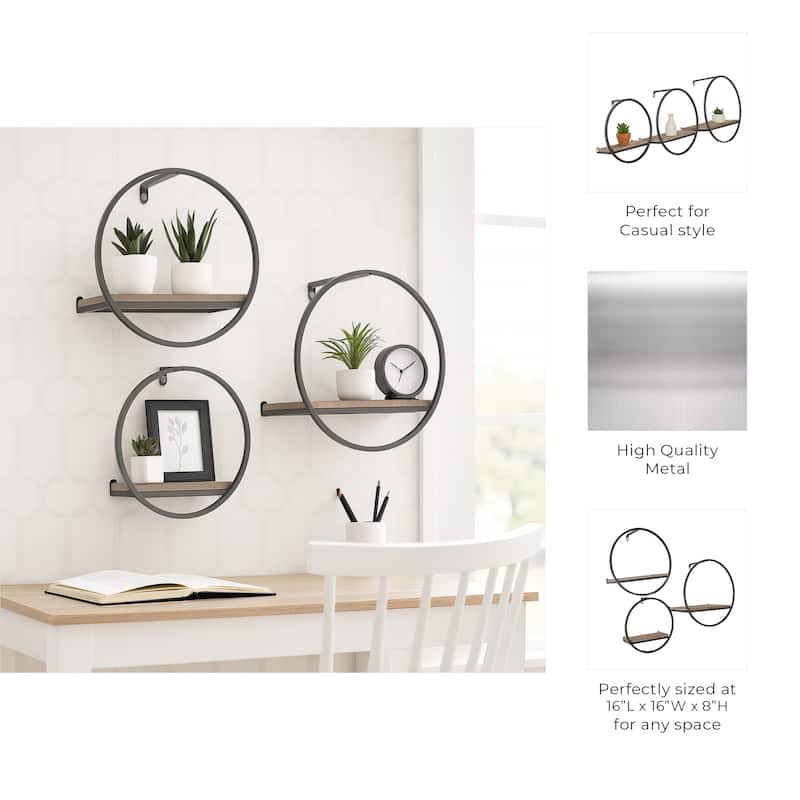 Metal Modern Circular Wall Shelves - Set of 3