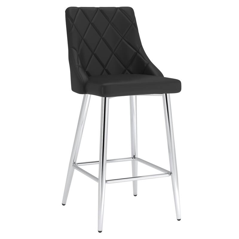 Contemporary Faux Leather and Metal 26" Counter Stool, Set of 4