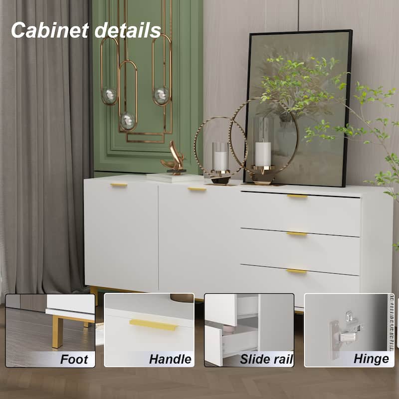 2 Door Large Storage Cabinet 3 Drawer TV Cabinet Buffet Sideboard