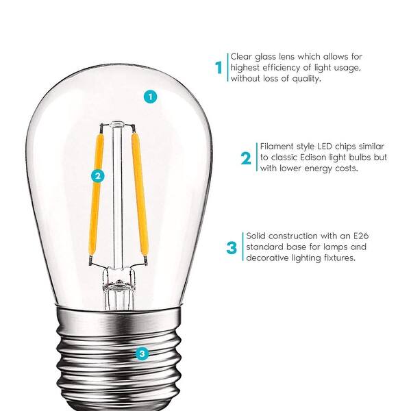 Shop Luxrite 2w Vintage S14 Led Bulb Dimmable 2700k Warm White 200 Lumens Edison Bulb 20w Equivalent E26 Base 15 Pack Overstock 28958674