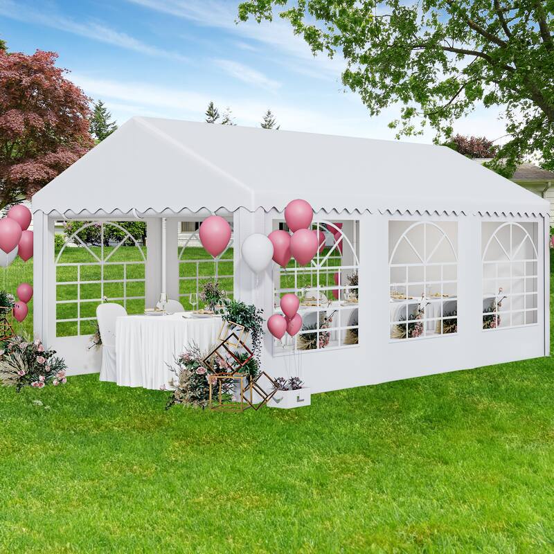 Outdoor White Party Tent Canopy with PVC Windows