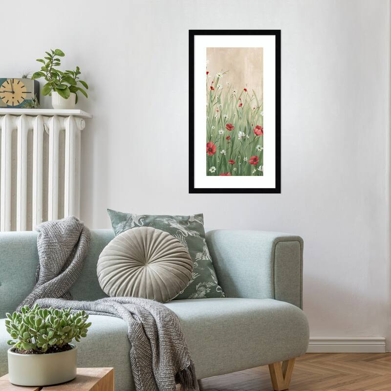 Wildflowers in Gentle Breeze No. 1 by Alex Black Wood Framed Wall Art Print