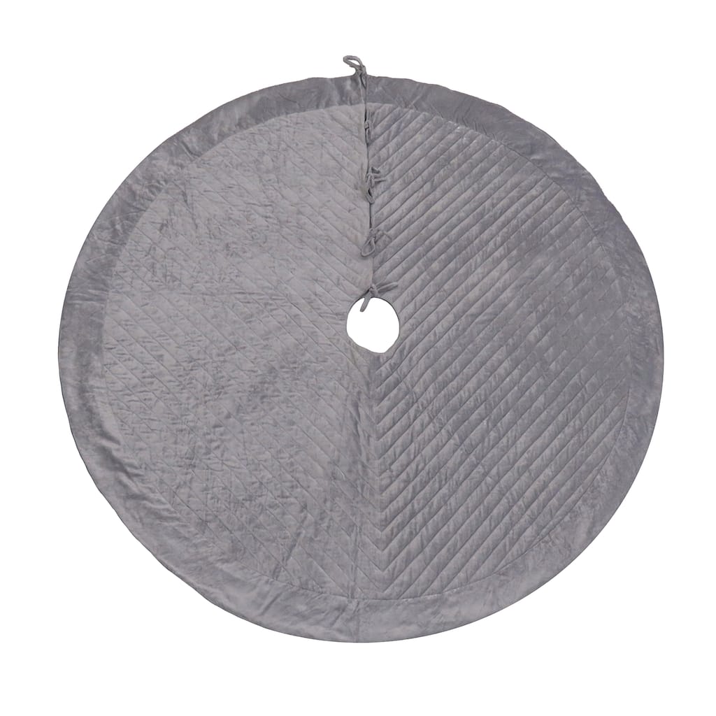 National Tree Company 60 in. HGTV Home Collection Quilted Velvet Tree Skirt, Silver - 60 in