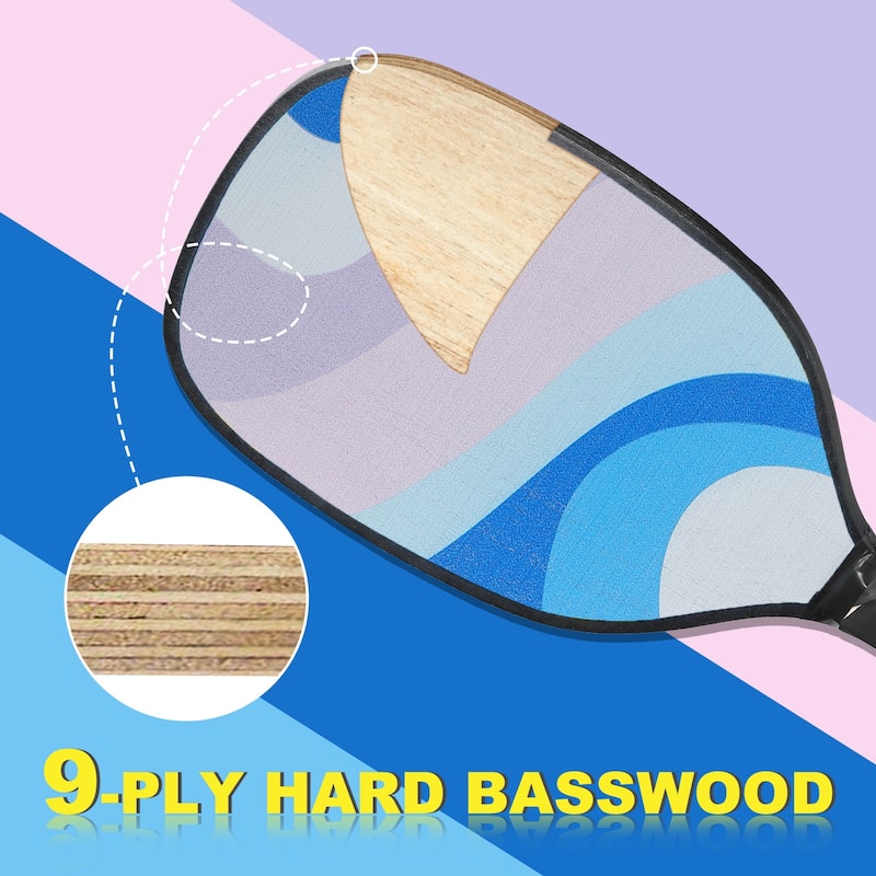 Pickleball Paddles Set 3 Wood Pickleball Rackets 4 Pickleball Balls & Carry Bag - Multicolor - Multicolor